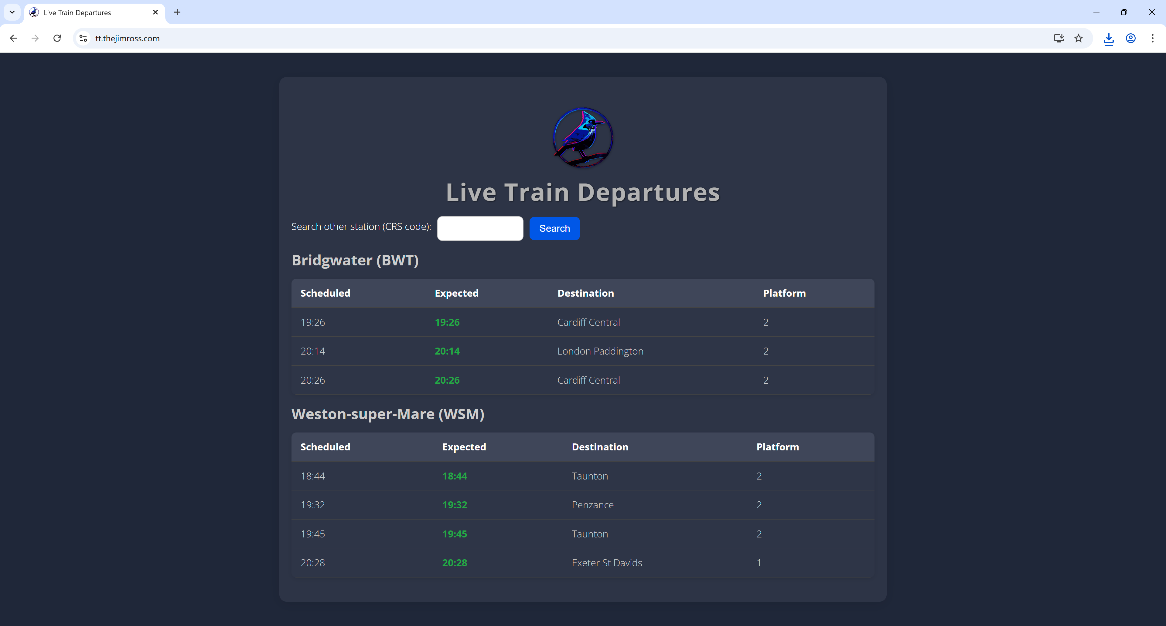 Train Timetable Screenshot